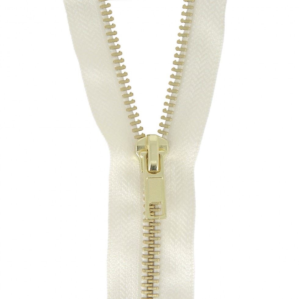 Milward Brass Metal Jean Trouser Closed End Zips Cream