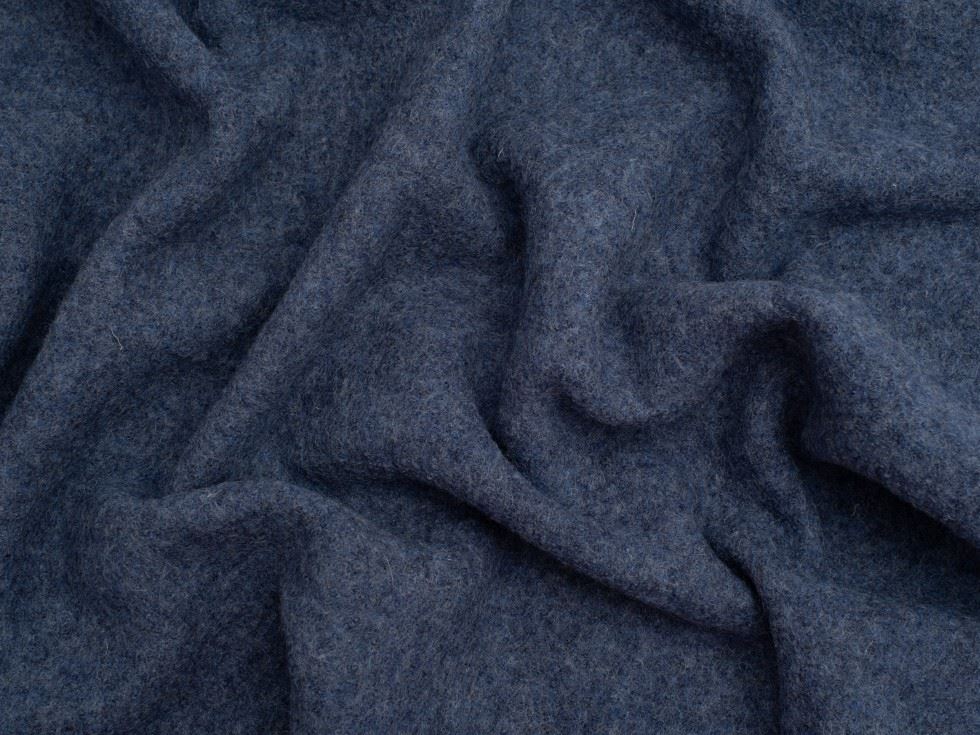 Minerva Core Range 100% Pure Boiled Wool Coating Fabric Melange Indigo Blue
 