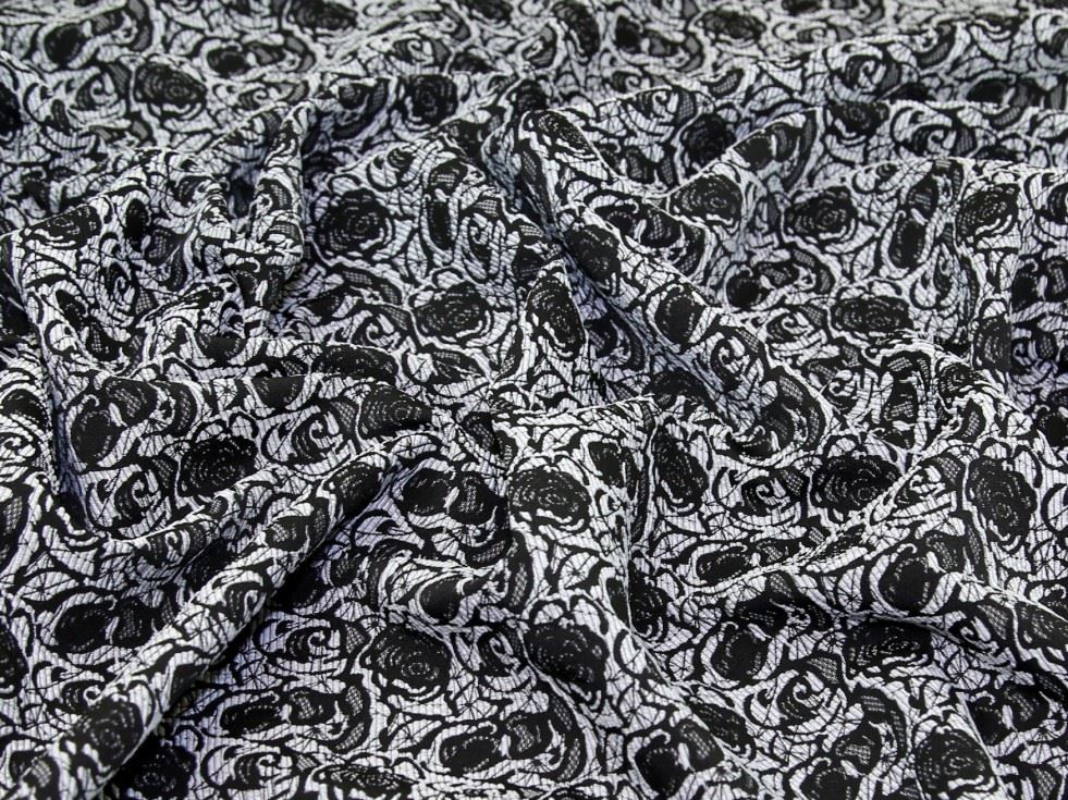 Silver & Black Deadstock Woven Textured Jacquard Fabric
