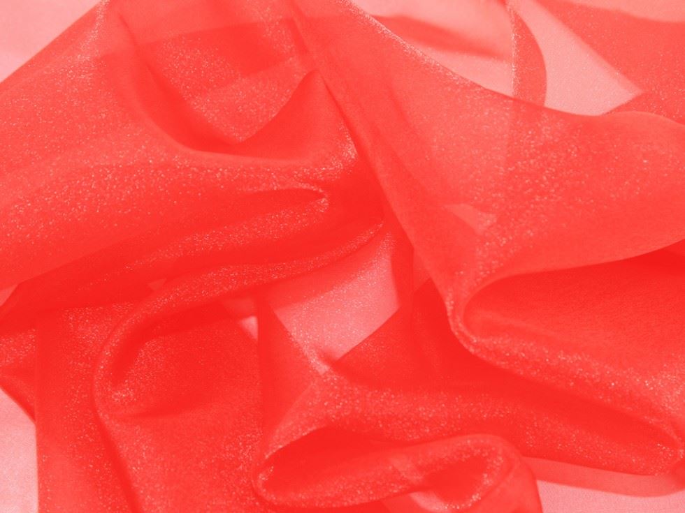 Red Deadstock Crystal Organza Fabric
