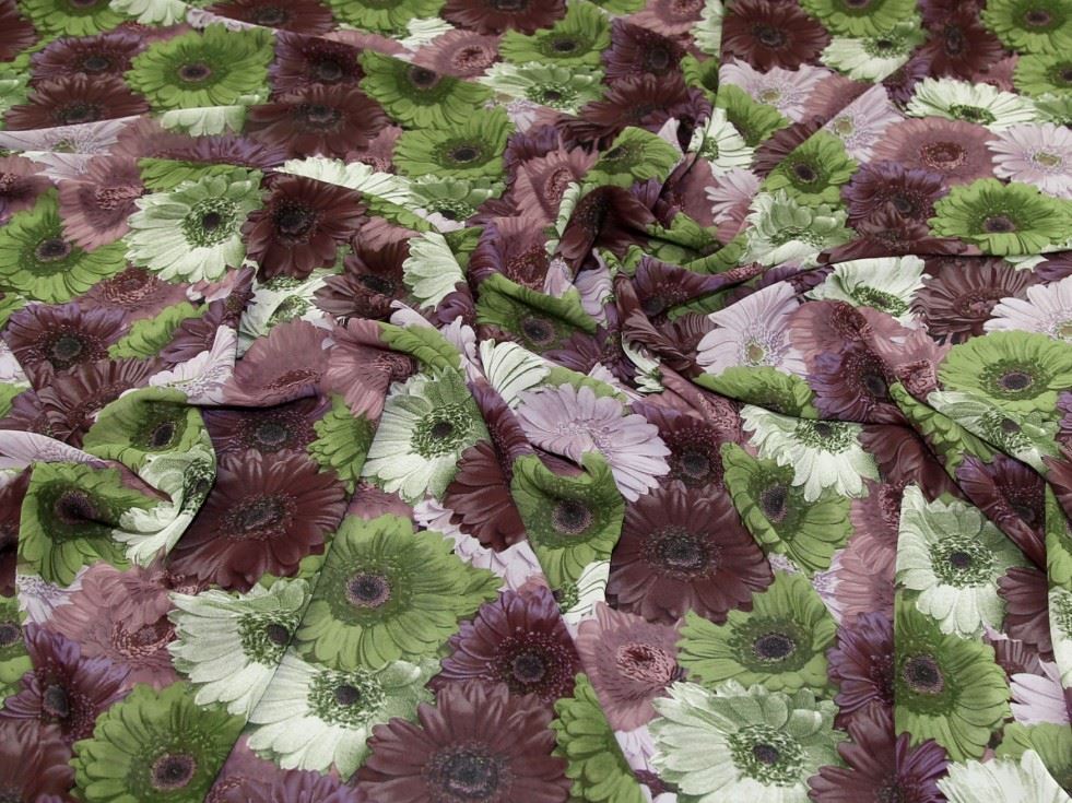 Deadstock Polyester Georgette Fabric Plum & Green
 