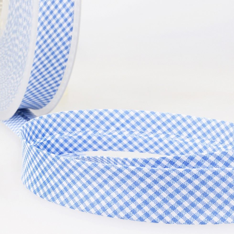 Stephanoise Gingham Bias Binding Tape Sky Blue
 