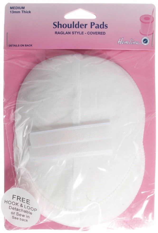 Hemline White Raglan Shaped Shoulder Pads