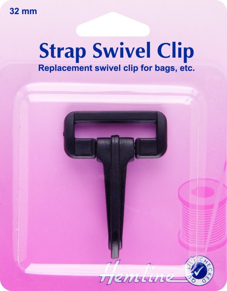Hemline Black Plastic Strap Swivel Clip Fasteners