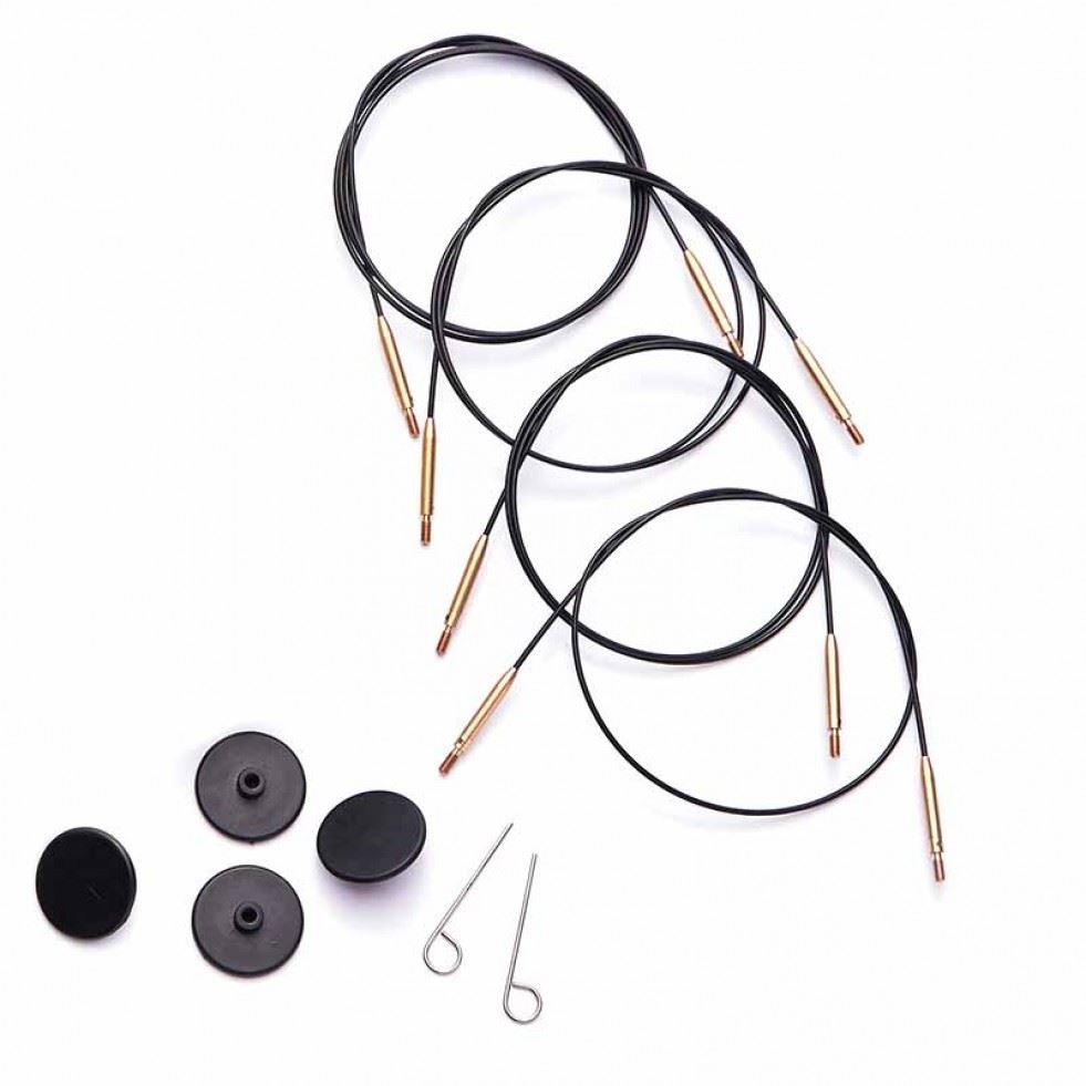 Minerva 360 Degree Swivel Interchangeable Cable Black & Matte Gold Knit Pro Kp10575