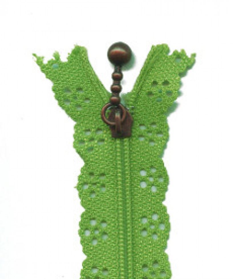 Flower Lace Dress Zips Apple Green