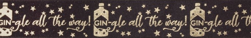 Black & Gold Metallic Gin Gle All The Way Ribbon (Value Roll)