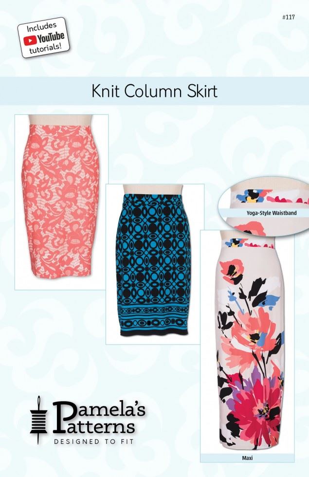Pamelas Patterns Paper Sewing Pattern Knit Column Skirt
 