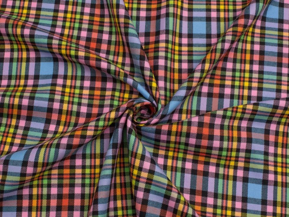 Minerva Core Range Black Rainbow Polyester Viscose Suiting Fabric
