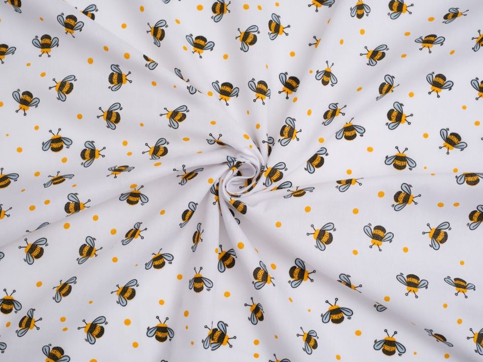 White Printed Polycotton Fabric