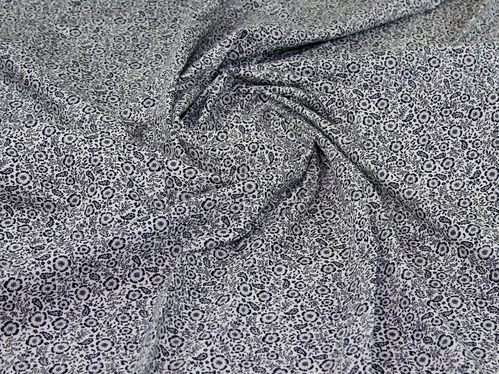 Ivory & Navy Deadstock 100% Cotton Poplin Fabric