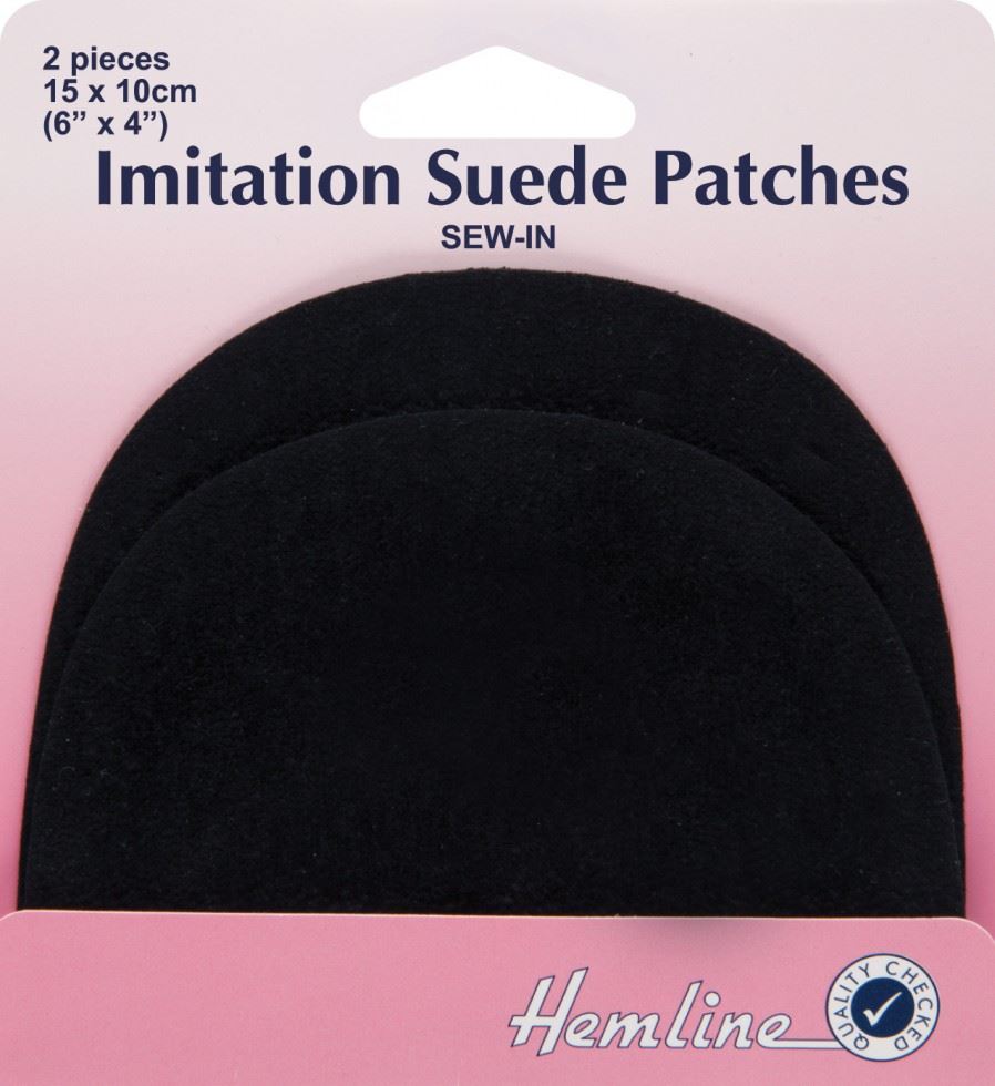 Hemline Black Imitation Suede Patches