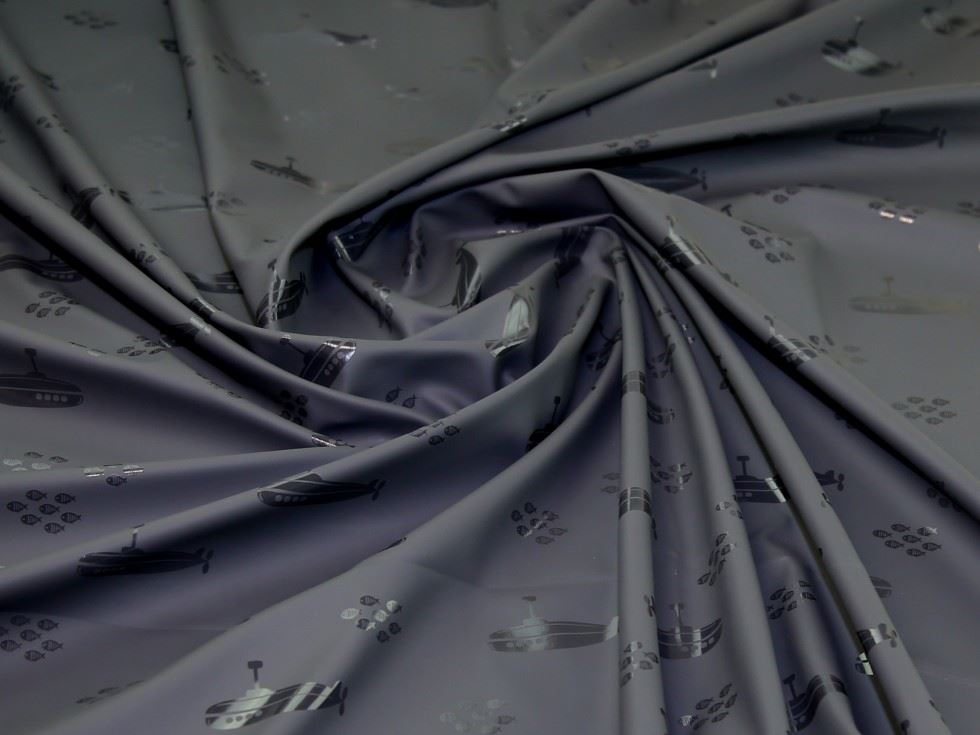 Grey Deadstock Coated Pvc Raincoating Fabric