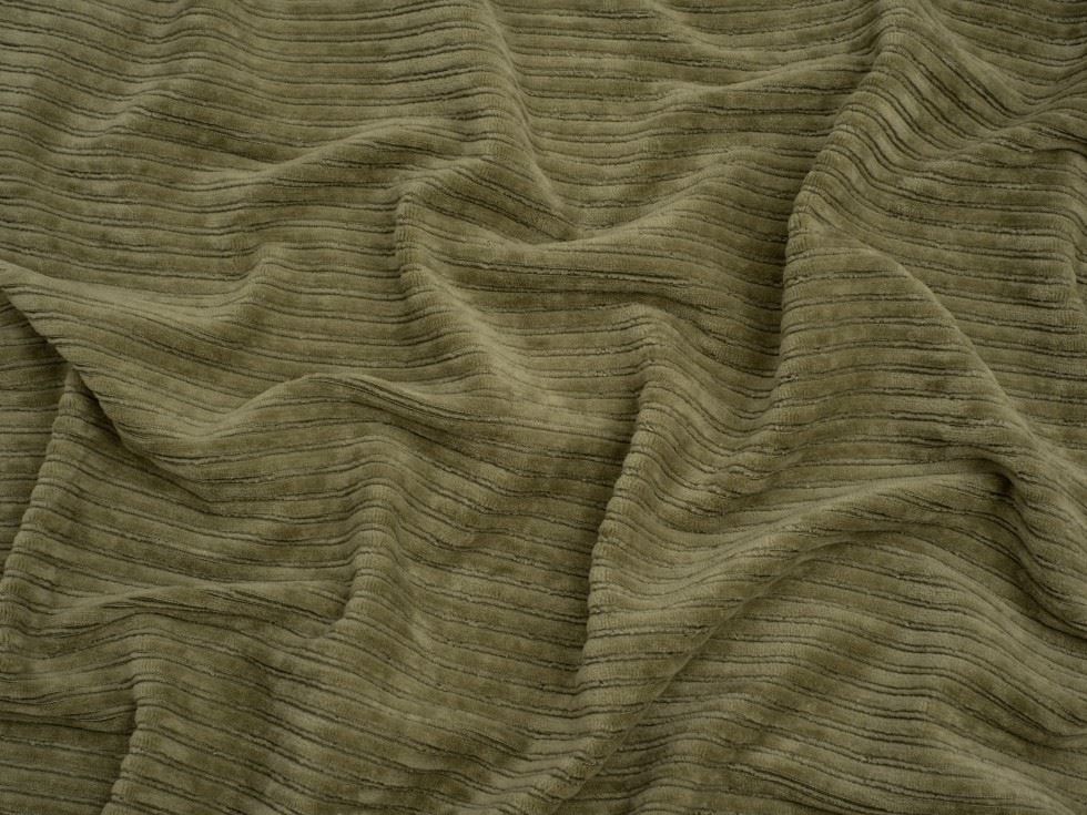 Minerva Core Range Olive 5 Wale Velour Rib Stretch Knit Cord Fabric