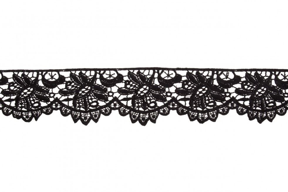 Essential Trimmings Black Guipure Lace Trim (Value Roll)