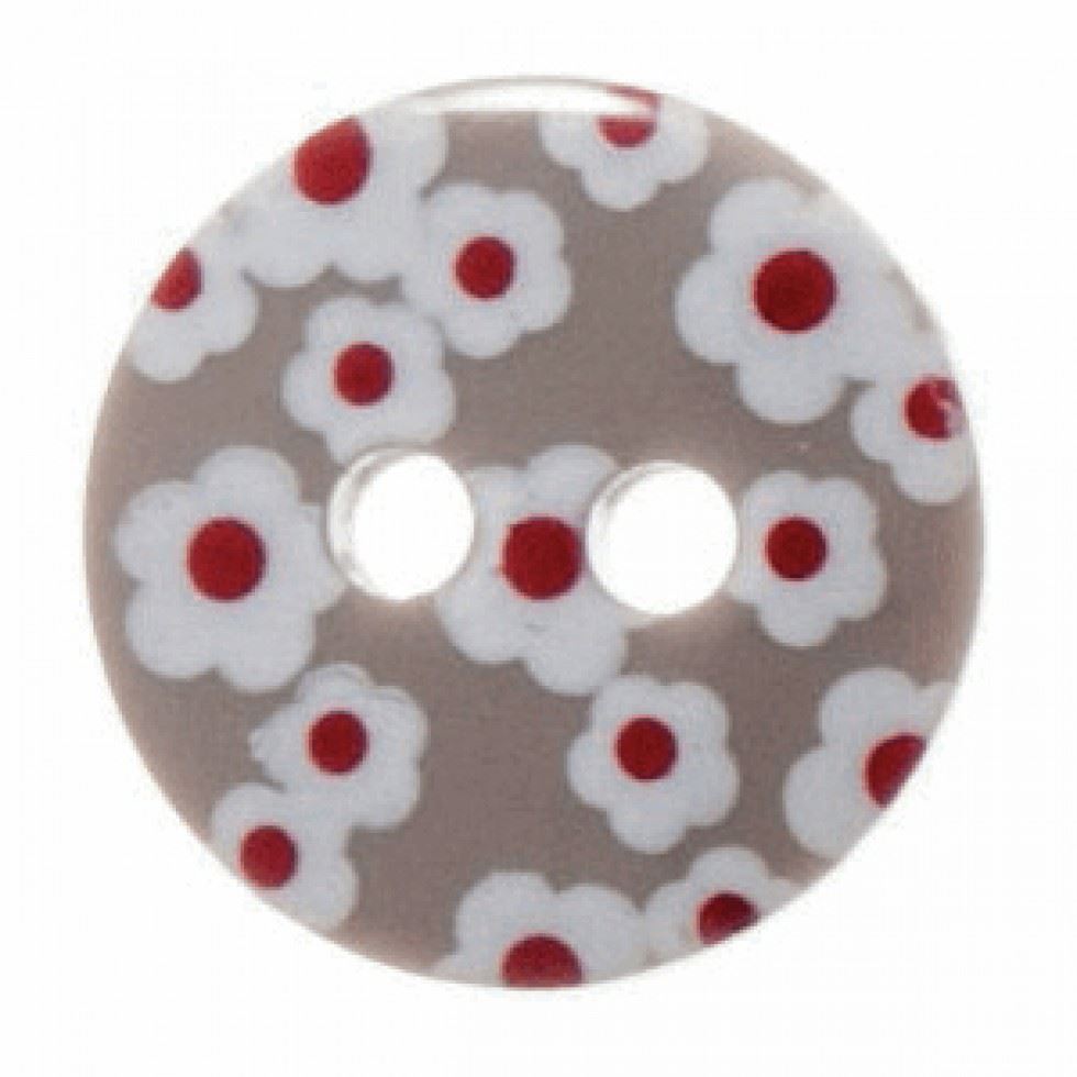 Hemline Round Flower Buttons Grey