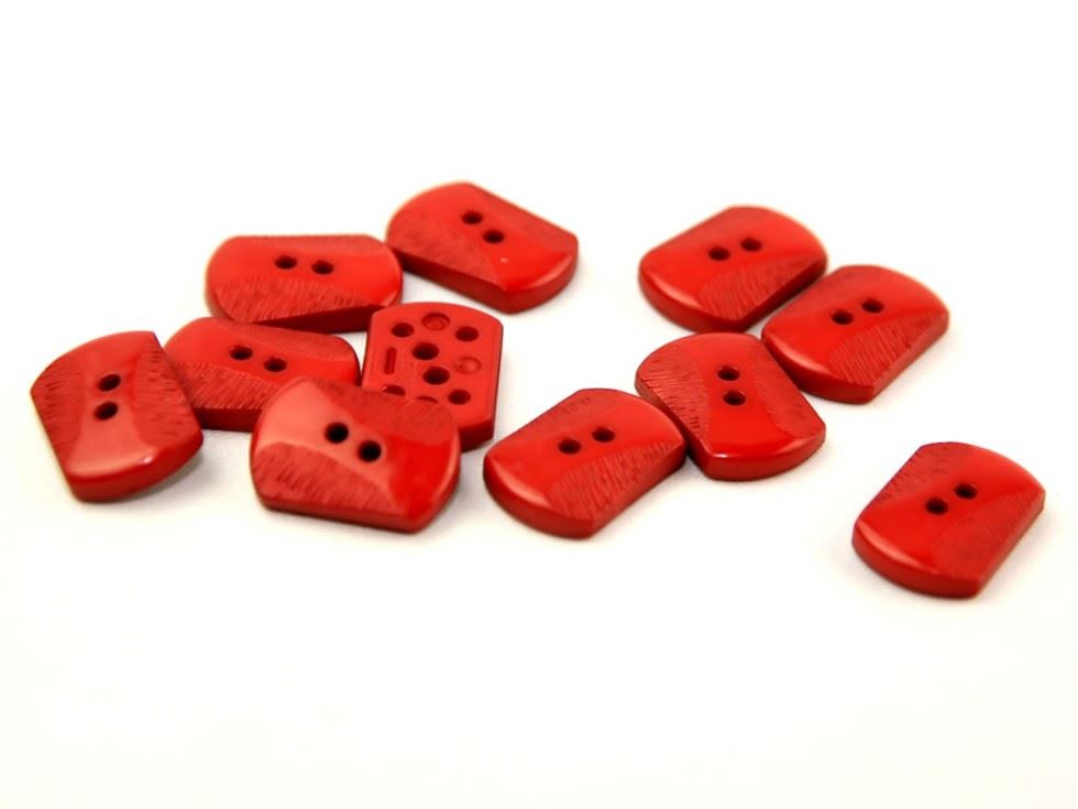 Dill Rectangular Carved Buttons (Value Pack) Deep Red
 