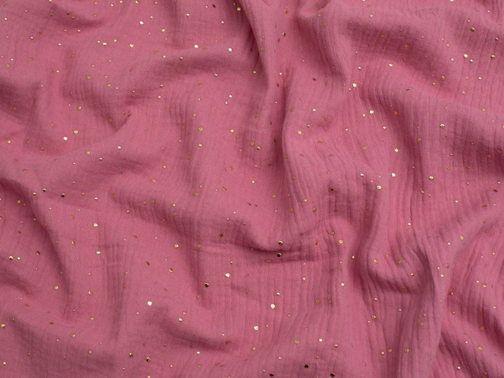 Minerva Core Range Foil Cotton Double Gauze Fabric Rose Pink
 