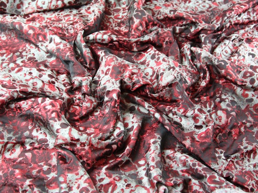 Red Deadstock Woven Brocade Fabric