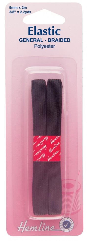 Hemline Black General Purpose Elastic