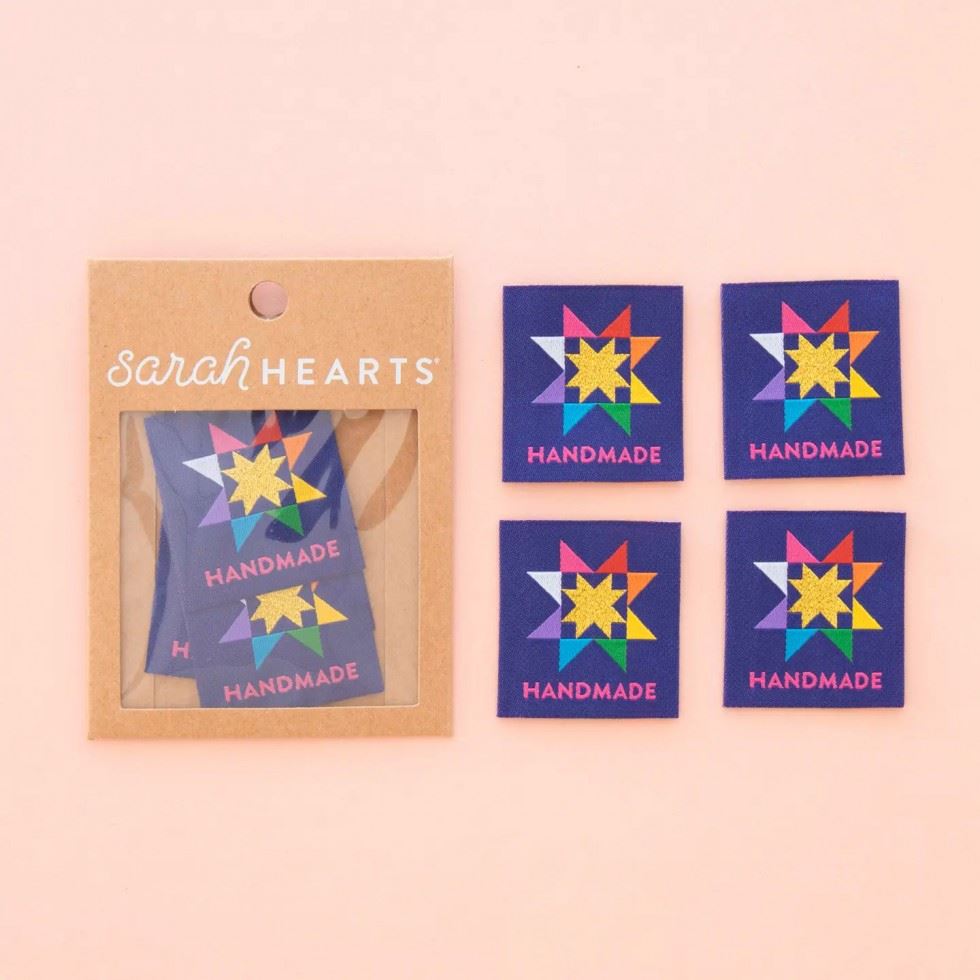 Sarah Hearts Handmade Quilt Star Large Woven Labels
 
