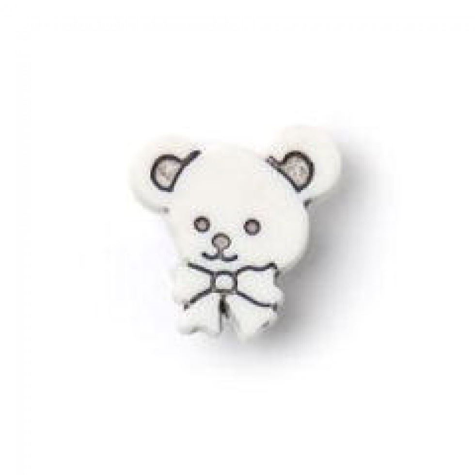 Crendon Teddy Face With Bow Buttons (Value Pack) White