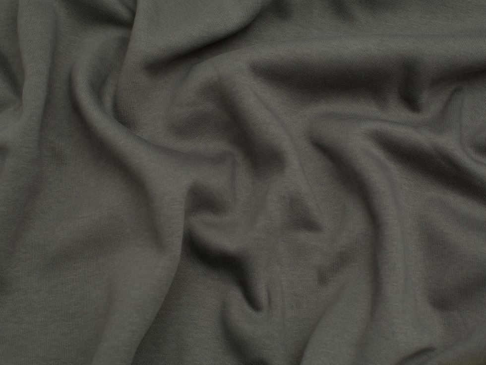 Minerva Core Range Taupe Polycotton Fleece Back Sweatshirt Stretch Knit Fabric