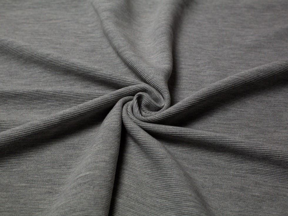 100% Cotton Ottoman Rib Stretch Knit Fabric Light Grey