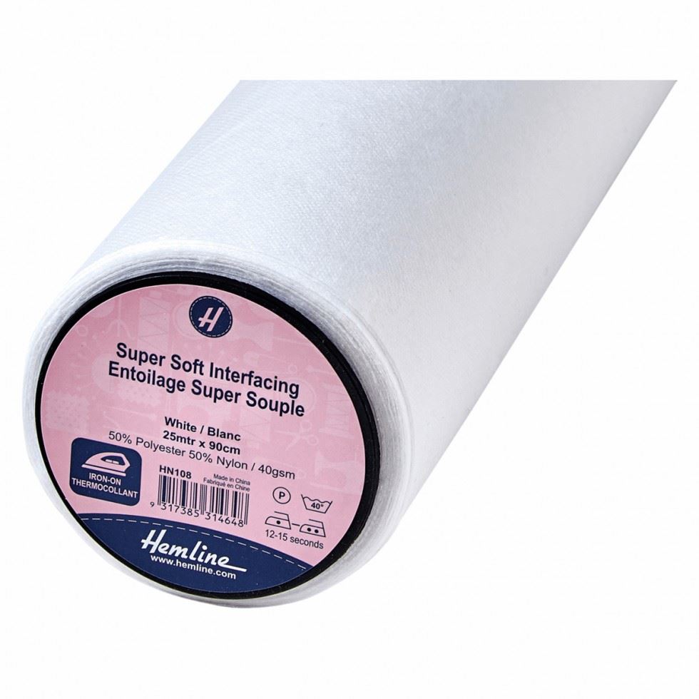 Hemline White Super Soft Light Iron On Interfacing