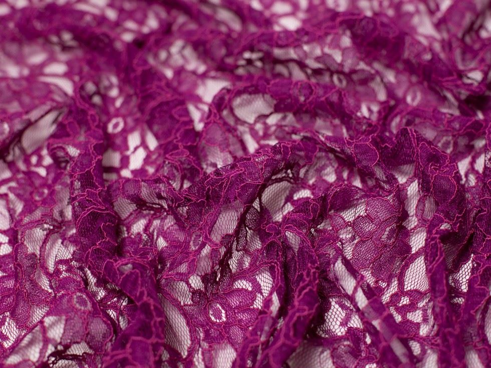 Hot Pink Delicate Stretch Lace Fabric