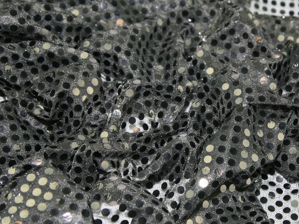 Black Deadstock Sequin Stretch Knit Fabric