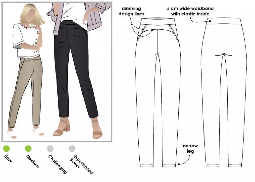 Style Arc Paper Sewing Pattern Sage Stretch Woven Pant