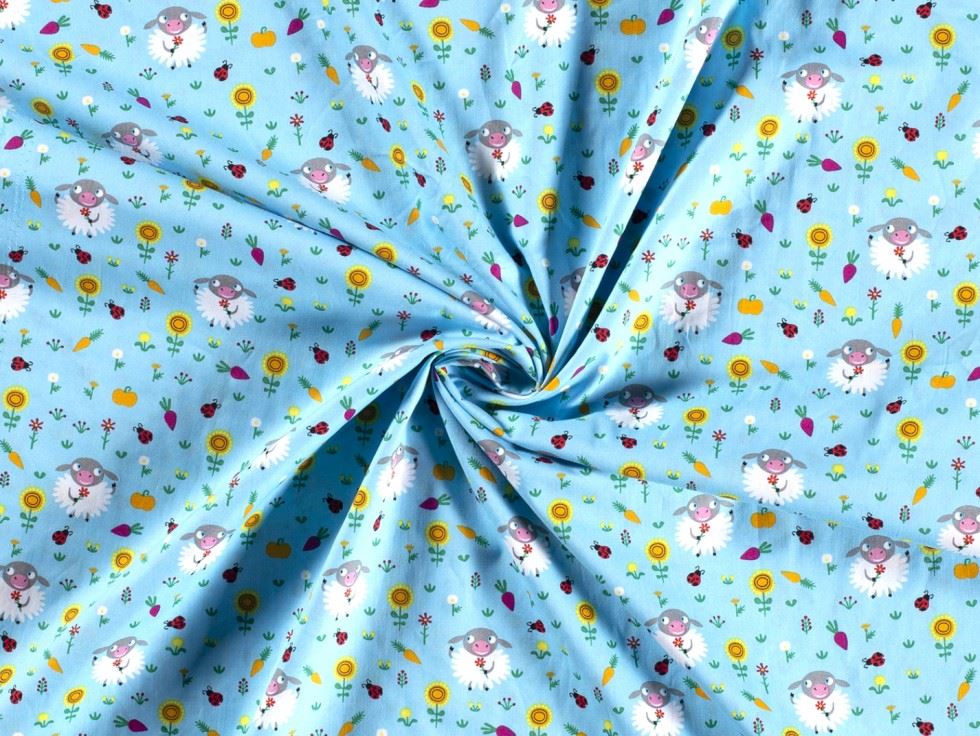 100% Cotton Poplin Fabric Blue
 