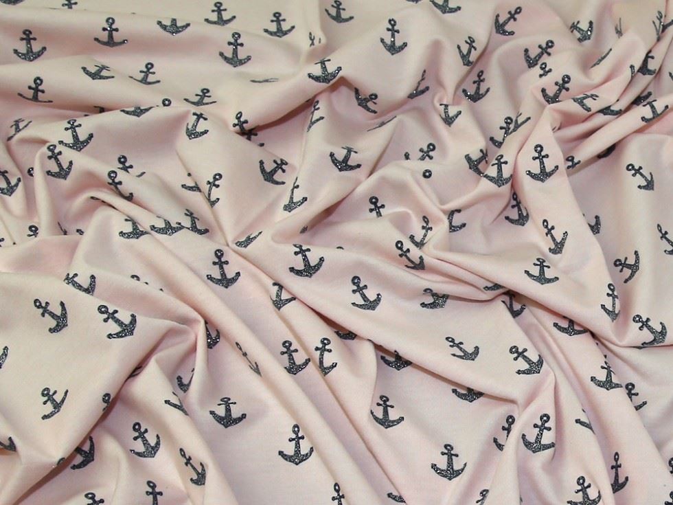 John Louden Pink Glitter Cotton Jersey Stretch Knit Fabric