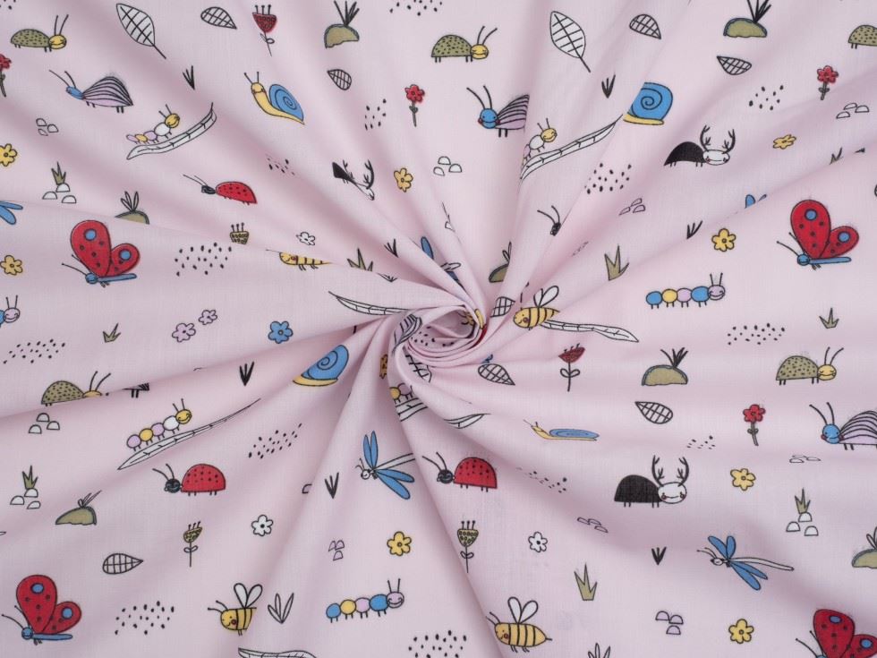 Pink Printed Polycotton Fabric