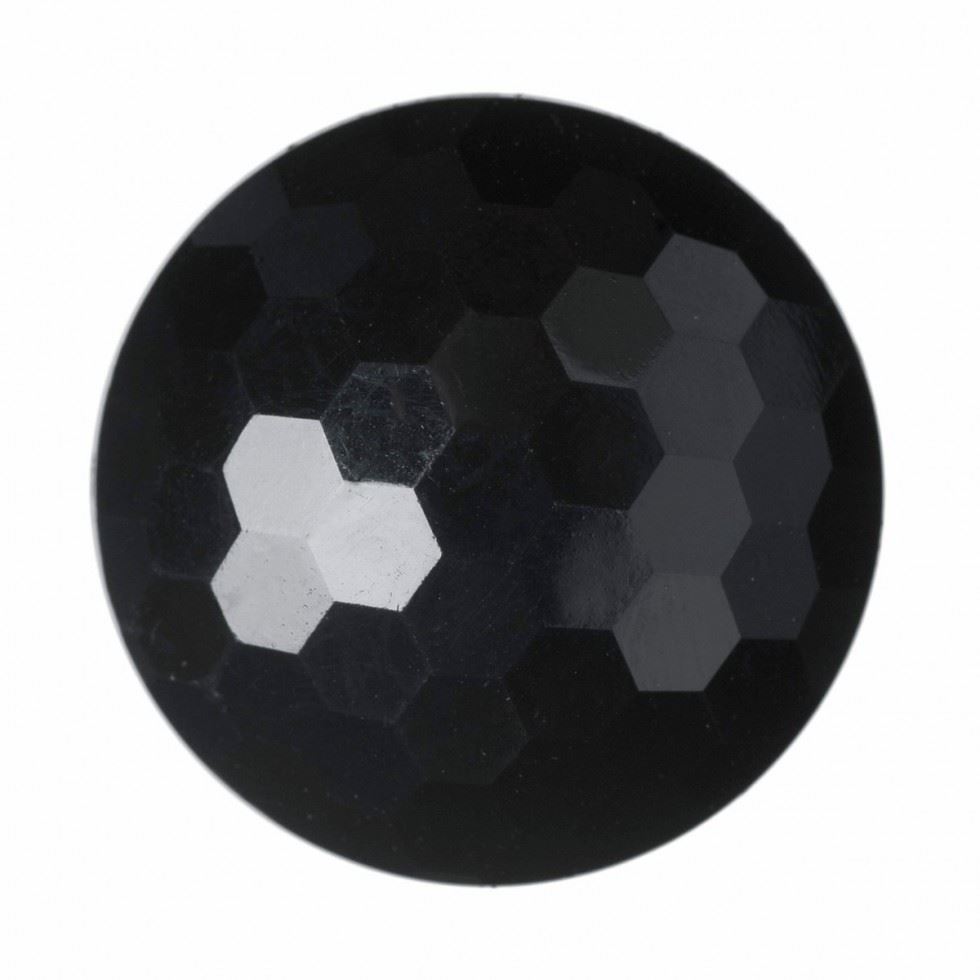Hemline Black Round Faceted Buttons