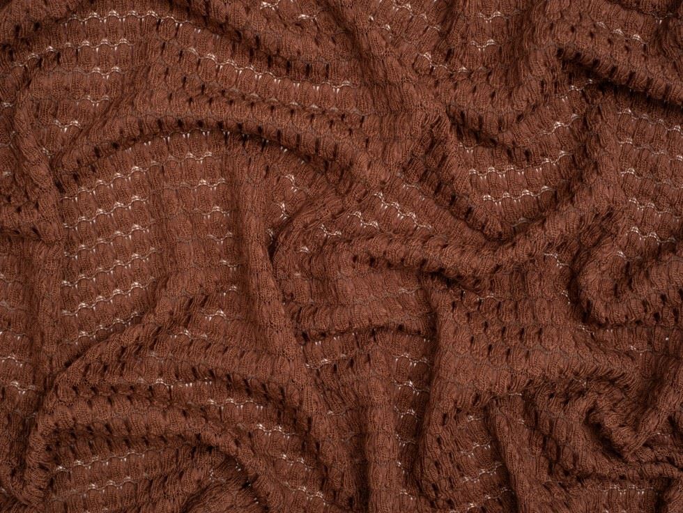 Minerva Core Range Bubble Crochet Effect Lace Textured Stretch Knit Fabric Brown
 