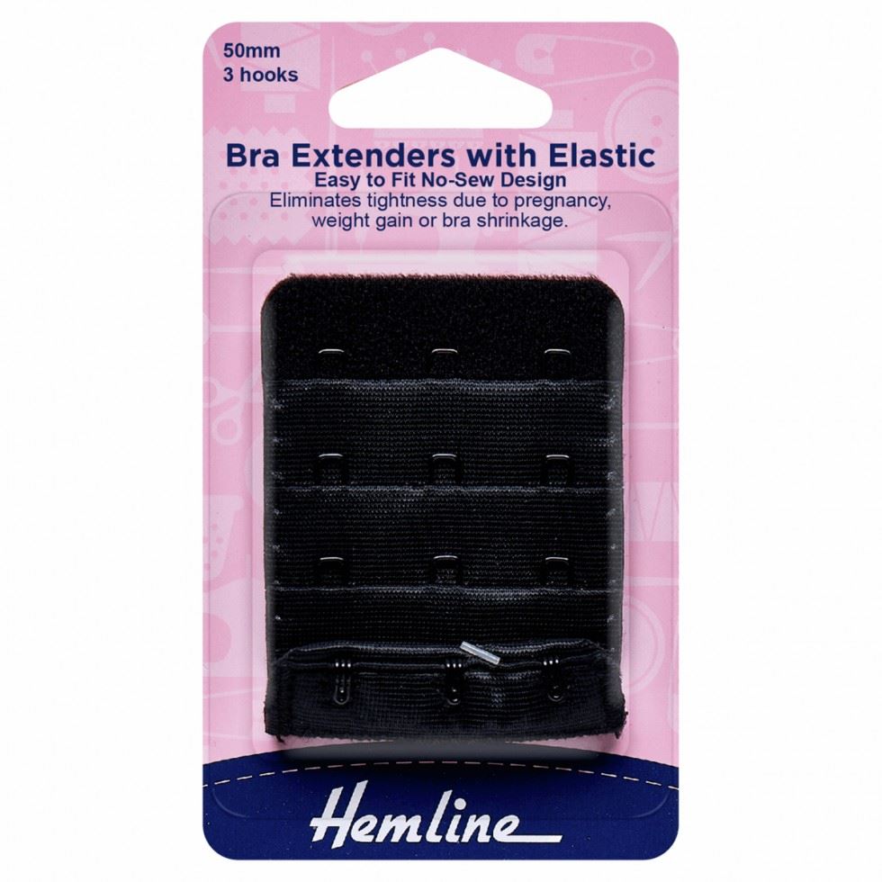 Hemline Black Bra Back Extenders