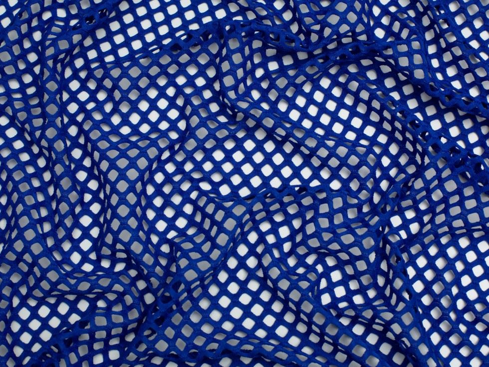 Minerva Core Range Chunky Fish Net Mesh Fabric Royal Blue
 