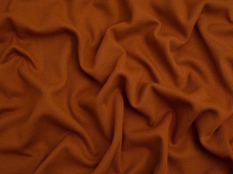 Minerva Core Range Mini Waffle Textured Stretch Knit Fabric Rust
 