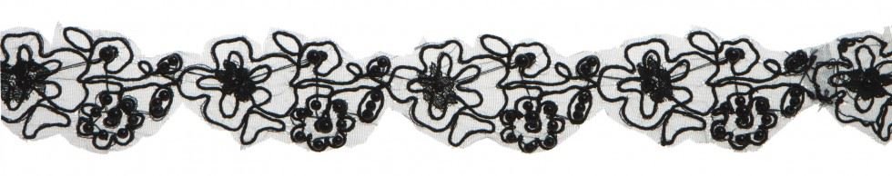 Simplicity Black Beaded Flower Scroll Trim