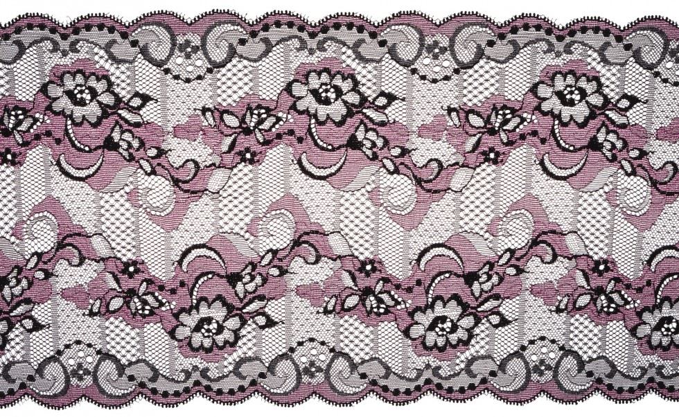 Simplicity Pink & Black Floral Lace Trim