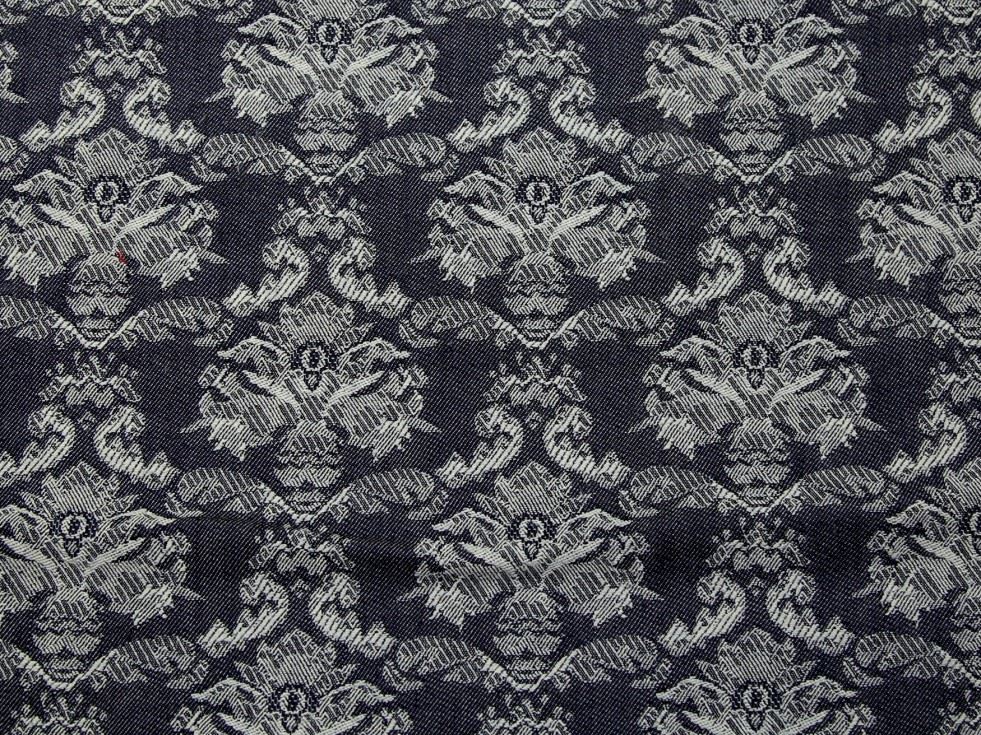 Indigo Deadstock Jacquard Stretch Woven Denim Fabric