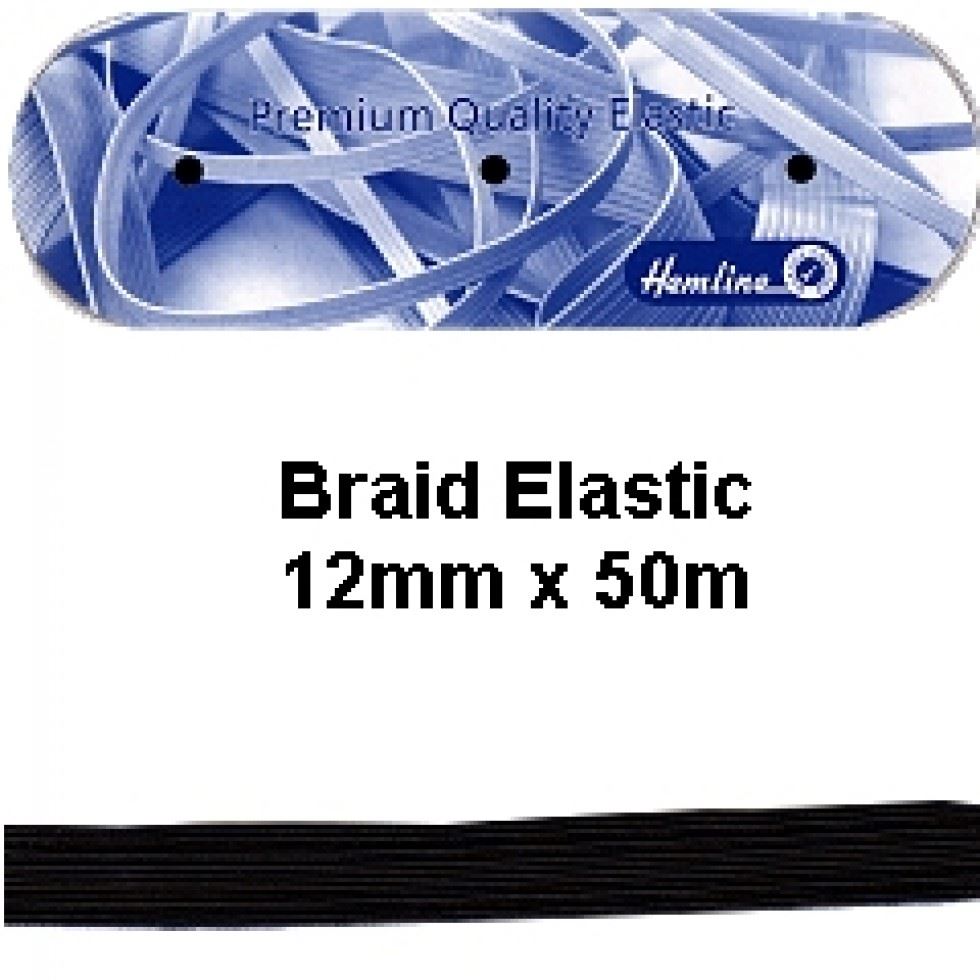 Hemline Flat Polyester Elastic Black
 