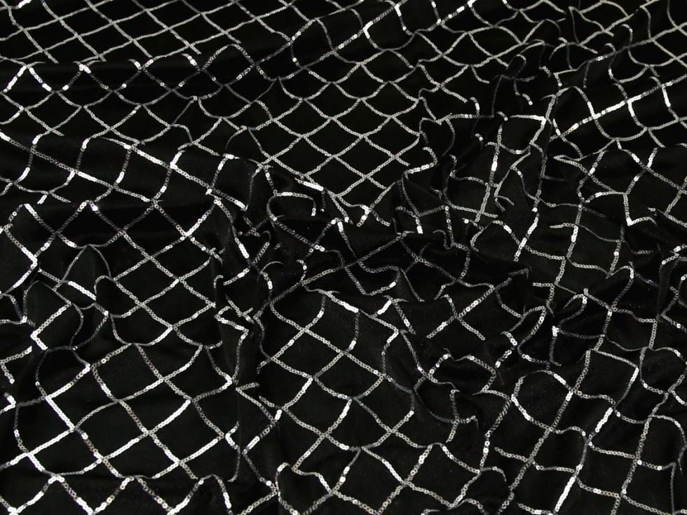 Silver Deadstock Sequin Stretch Knit Fabric