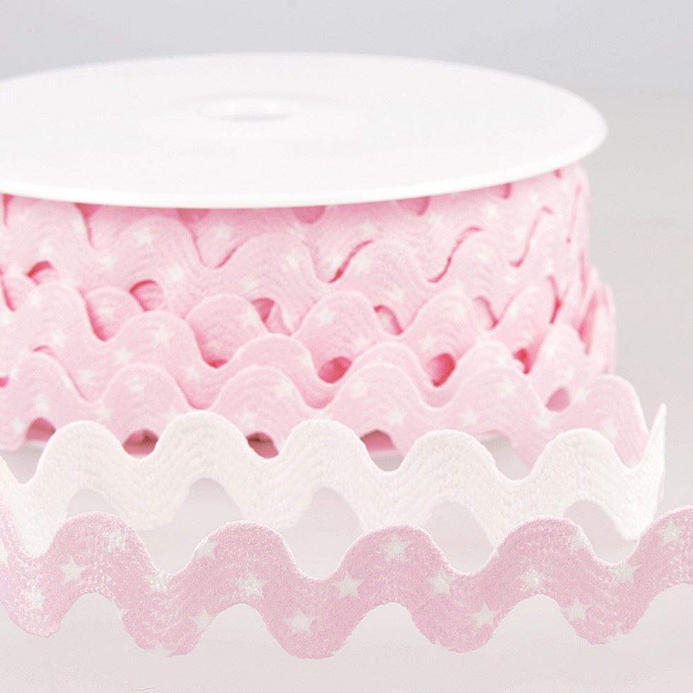 Stephanoise Spotty Ric Rac Trim Pink White