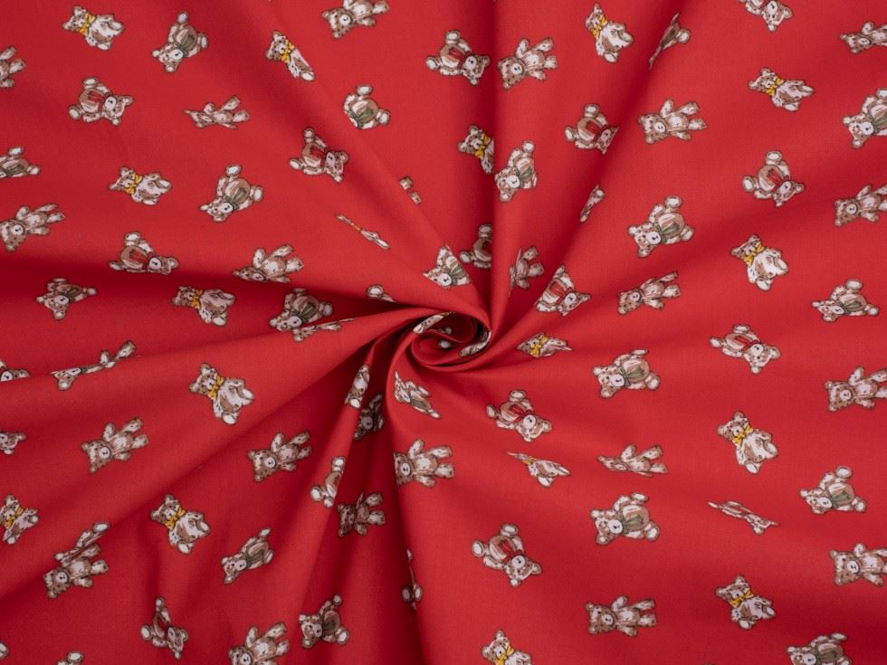 Red Printed Polycotton Fabric