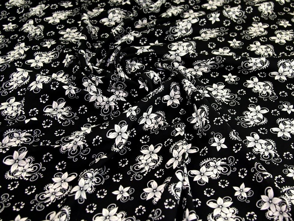 Black Deadstock Viscose Challis Fabric