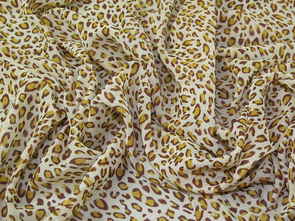 Citrus & Brown Deadstock Sheer Chiffon Fabric