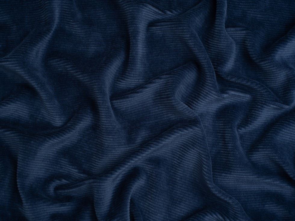 Minerva Core Range 8 Wale Velour Rib Stretch Knit Cord Fabric Steel Blue